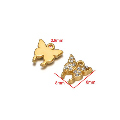 SC12B Zircon Butterfly Charm 18k Gold PVD plated 316 stainless steel ( 1 pc ) Anti tarnish