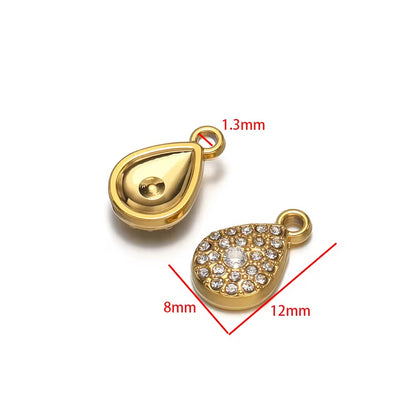 SC12C Teardrop Zircon Charm 18k Gold PVD plated 316 stainless steel ( 1 pc ) Anti tarnish