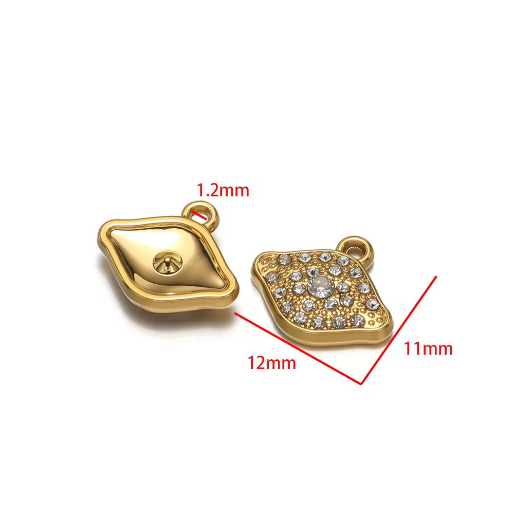SC12D Evil eye Zircon Charm 18k Gold PVD plated 316 stainless steel ( 1 pc ) Anti tarnish