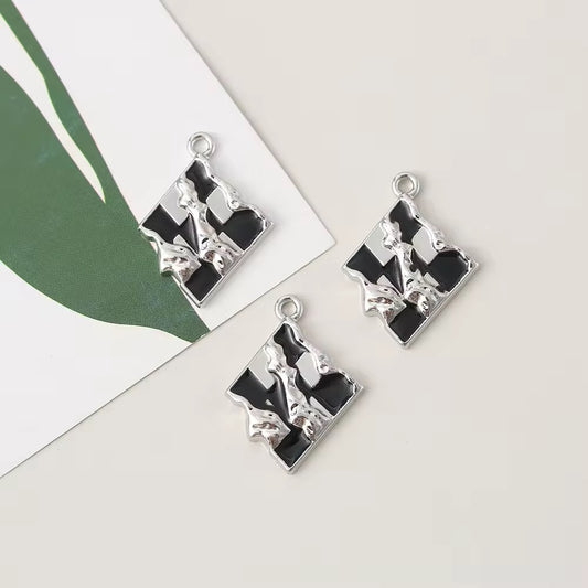 SS 2934 Checker Alloy Premium charm ( 1 pc ) Tarnish Resistant ( 20:17 mm )