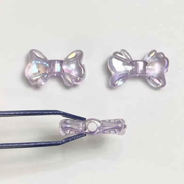 BBB 164  Bow knot Luminous shiny Acrylic bead ( 1 pc )
