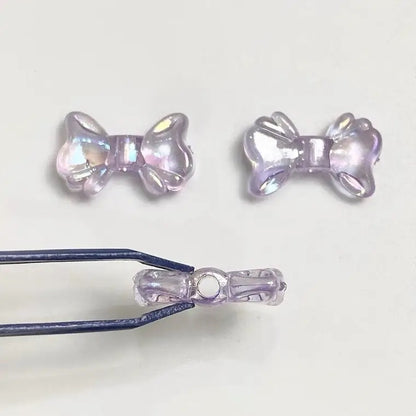 BBB 164  Bow knot Luminous shiny Acrylic bead ( 1 pc )