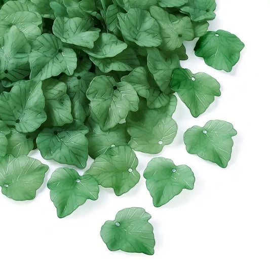 BBB 165 (A) Green Maple leaf frosted Acrylic bead ( 1 pc )