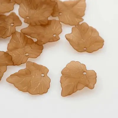 BBB 165 (C) Reddish Brown Maple leaf frosted Acrylic bead ( 1 pc )