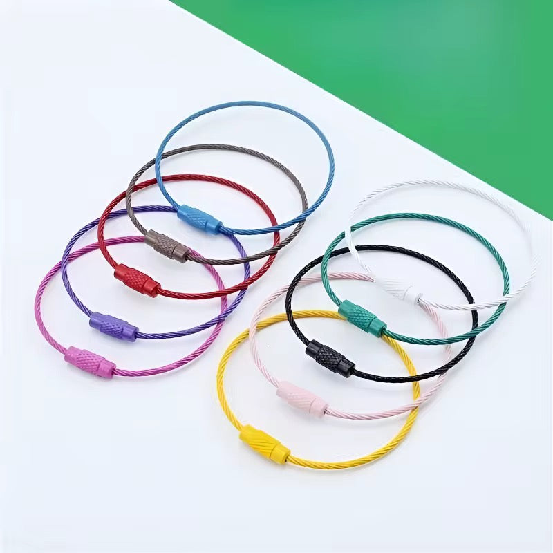 BBB 185 (b) Black Loop Cable Key Ring Wire Keychain ( 1 pc ) Screw lock Key Ring ( 1.5 * 150 mm ) Stainless steel
