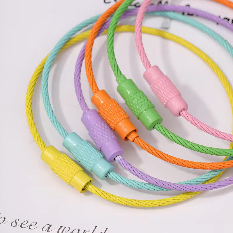 BBB 185 (b) Black Loop Cable Key Ring Wire Keychain ( 1 pc ) Screw lock Key Ring ( 1.5 * 150 mm ) Stainless steel