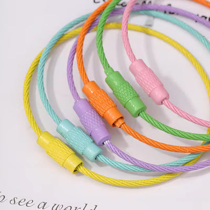 BBB 185 (h) Green Loop Cable Key Ring Wire Keychain ( 1 pc ) Screw lock Key Ring ( 1.5 * 150 mm ) Stainless steel