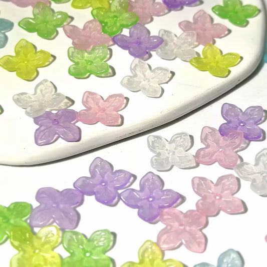 BBB 418 Flower 4 petal Matte Bead ( 1 pc ) UV Plated Acrylic