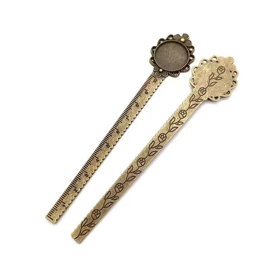BBB 420 (b) Round Bronze cabochon Bookmark ( 1 pc ) tarnish resistant ( 18*25 mm )