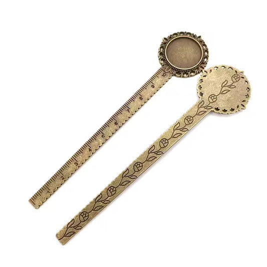BBB 420 (a) Round Bronze cabochon Bookmark ( 1 pc ) tarnish resistant ( 18*25 mm )