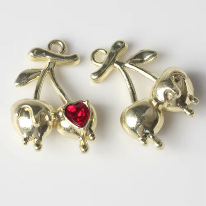 GP 2261 Dripping red heart cherry gold plated Alloy charm ( 1 pc ) - Anti tarnish