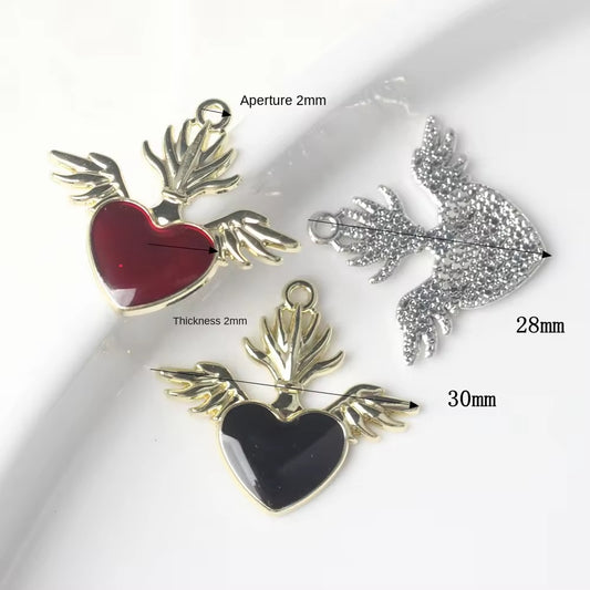 GP 2263 Red heart with wings gold plated Alloy charm ( 1 pc ) - Anti tarnish