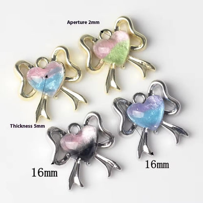 GP 2264 Pink and blue bow gold plated Alloy charm ( 1 pc ) - Anti tarnish