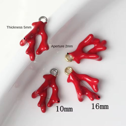 SS 2268 Red Ocean Coral 14k gold plated Alloy charm ( 1 pc ) Tarnish resistant ( 10:16 mm )