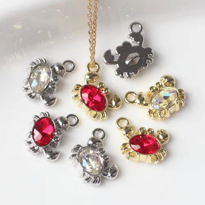 AC05D Red crab tiny 14k gold plated Alloy charm ( 1 pc ) Tarnish resistant ( 10 mm )