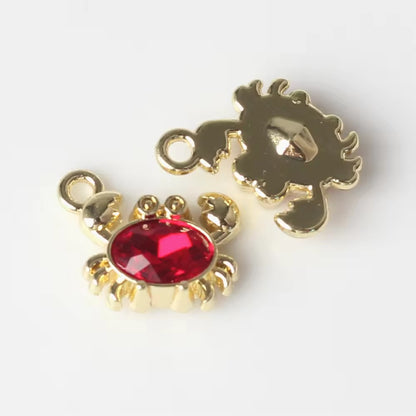 AC05D Red crab tiny 14k gold plated Alloy charm ( 1 pc ) Tarnish resistant ( 10 mm )