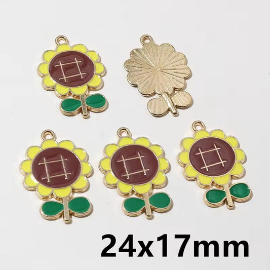 BBB 427 (a) Sunflower Summer Enamel Charm ( 1 pc ) High Quality Shine