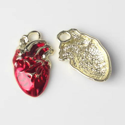 SS 2275 Red heart gold plated Alloy charm ( 1 pc ) - tarnish resistant- premium quality