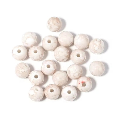 BBB 187 (k) Cream Marble pattern Acrylic Bead ( 1 pc ) ( 8 mm )