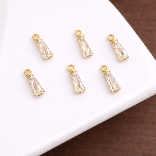 SS 3096 Tiny zircon drop charm 14k gold plated ( 10*5 mm ) Anti tarnish ( 1 pc )