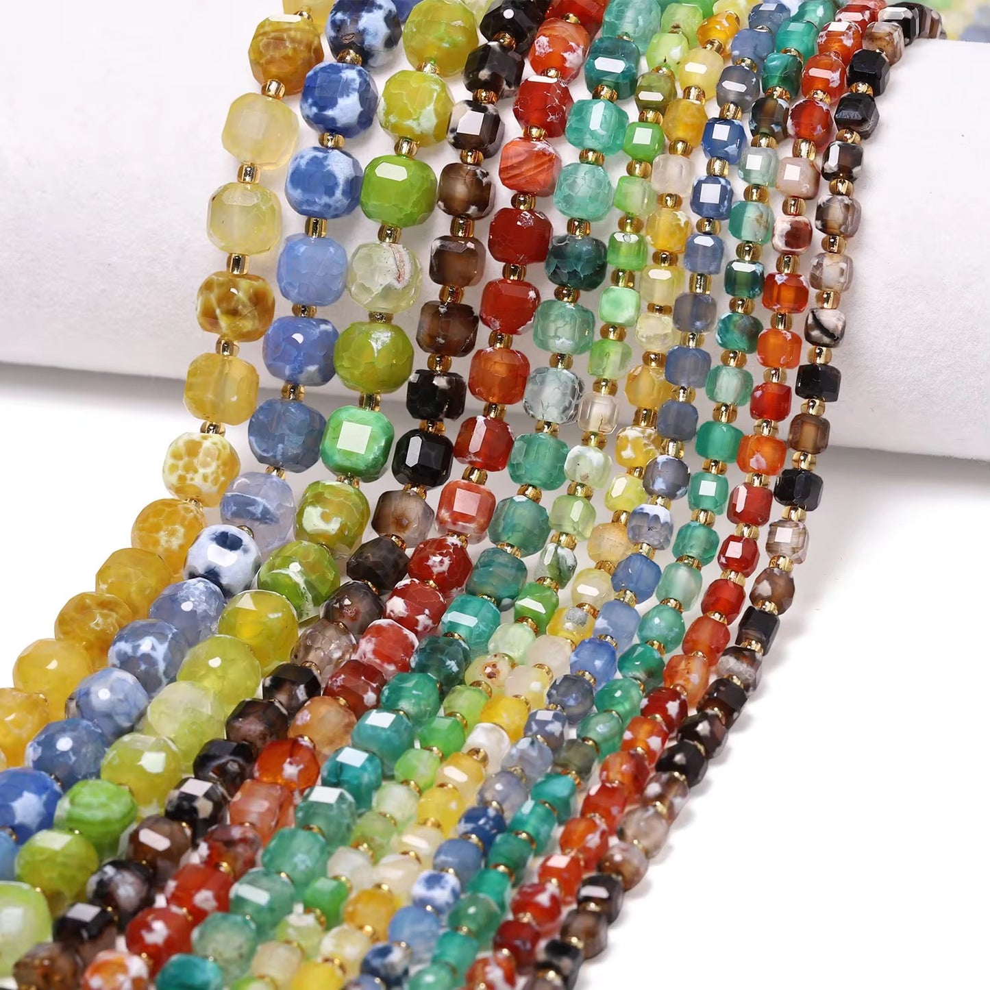 GB06 Cubic Agate stone bead - Natural Gemstone Bead ( 1 pc ) AAA Quality