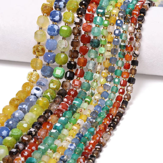 GB06 Cubic Agate stone bead - Natural Gemstone Bead ( 1 pc ) AAA Quality