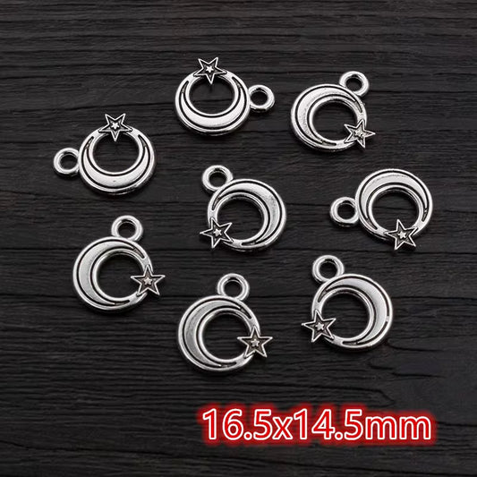 SS 2123 Star Moon Silver Antique charm ( 1 pc )