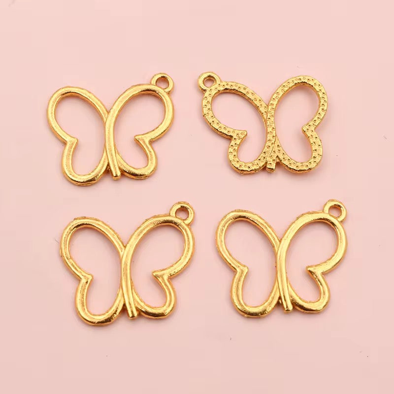 BBB 230 (a) KC Gold Butterfly Bezel charm ( 1 pc ) tarnish resistant ( 17:20 mm )