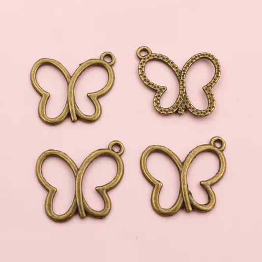BBB 230 (b) Bronze Butterfly Bezel charm ( 1 pc ) tarnish resistant ( 17:20 mm )