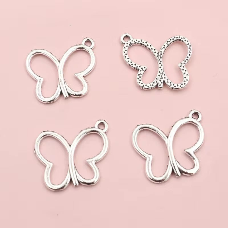 BBB 230 (c) Silver Butterfly Bezel charm ( 1 pc ) tarnish resistant ( 17:20 mm )