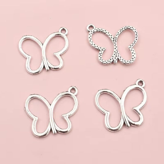 BBB 230 (c) Silver Butterfly Bezel charm ( 1 pc ) tarnish resistant ( 17:20 mm )