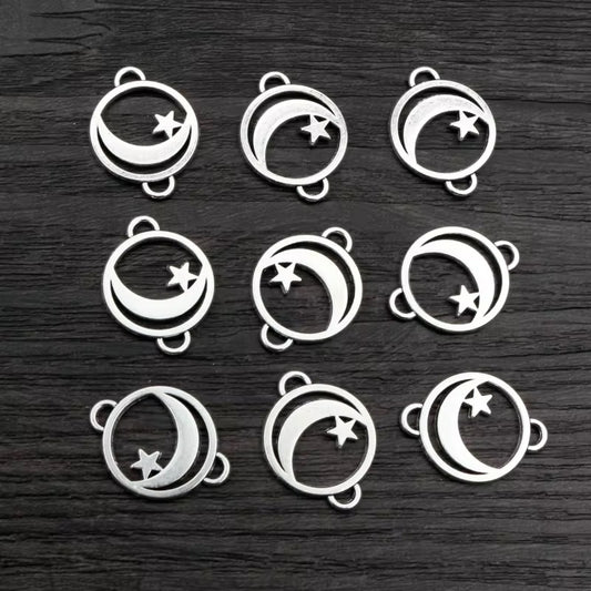 MC01F Star Moon Connector Metal Charm ( 1 pc ) High Quality Shine