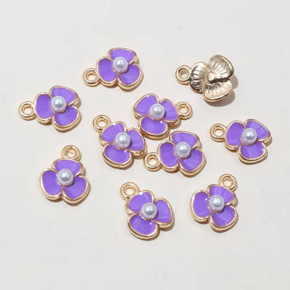EC01A Flower 3 Petal Enamel Charm ( 1 pc ) High Quality Shine