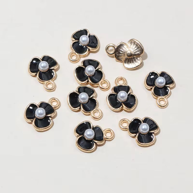 EC01A Flower 3 Petal Enamel Charm ( 1 pc ) High Quality Shine