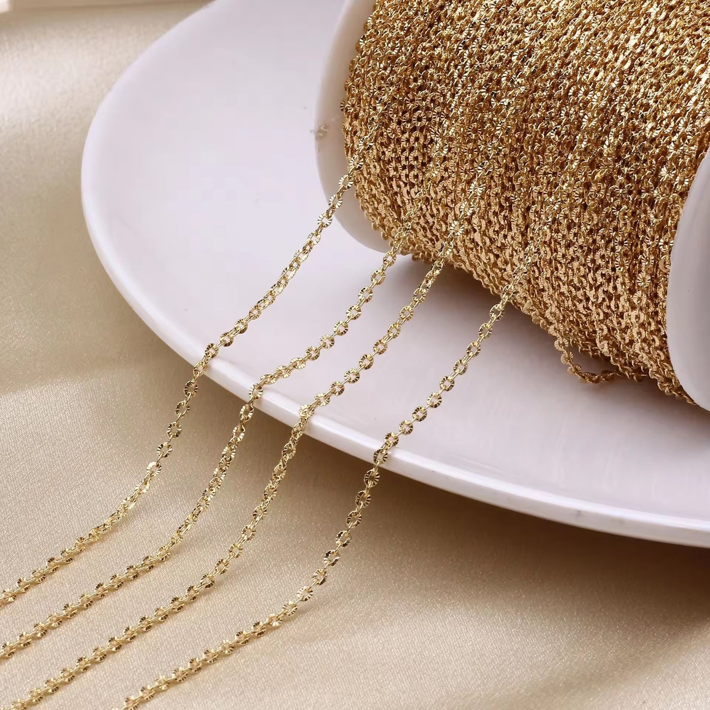 CN 375 Embossed chain 14k gold plated ( 1 feet ) Anti tarnish