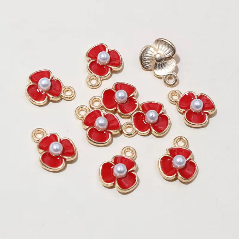 EC01A Flower 3 Petal Enamel Charm ( 1 pc ) High Quality Shine