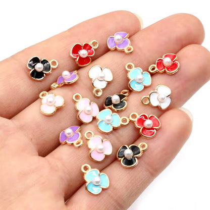 EC01A Flower 3 Petal Enamel Charm ( 1 pc ) High Quality Shine