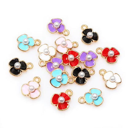 EC01A Flower 3 Petal Enamel Charm ( 1 pc ) High Quality Shine