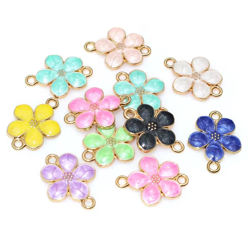 EC01B Flower Connector Enamel Charm ( 1 pc ) High Quality Shine