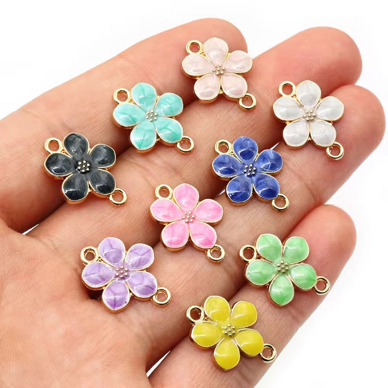 EC01B Flower Connector Enamel Charm ( 1 pc ) High Quality Shine