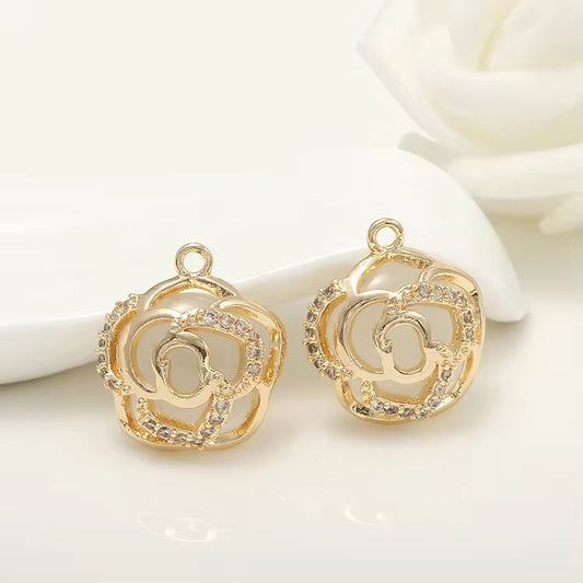 CZ 2280 Rose Zircon 18k gold plated charm ( 1 pc ) - anti tarnish