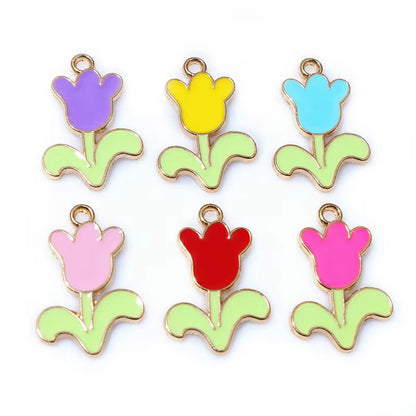 EC01D Tulip Flower Enamel Charm ( 1 pc ) High Quality Shine