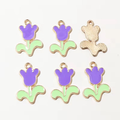 EC01D Tulip Flower Enamel Charm ( 1 pc ) High Quality Shine