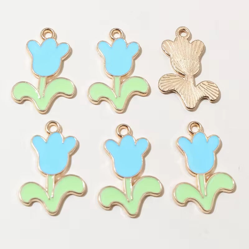 EC01D Tulip Flower Enamel Charm ( 1 pc ) High Quality Shine