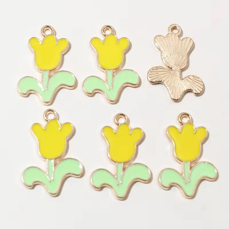 EC01D Tulip Flower Enamel Charm ( 1 pc ) High Quality Shine