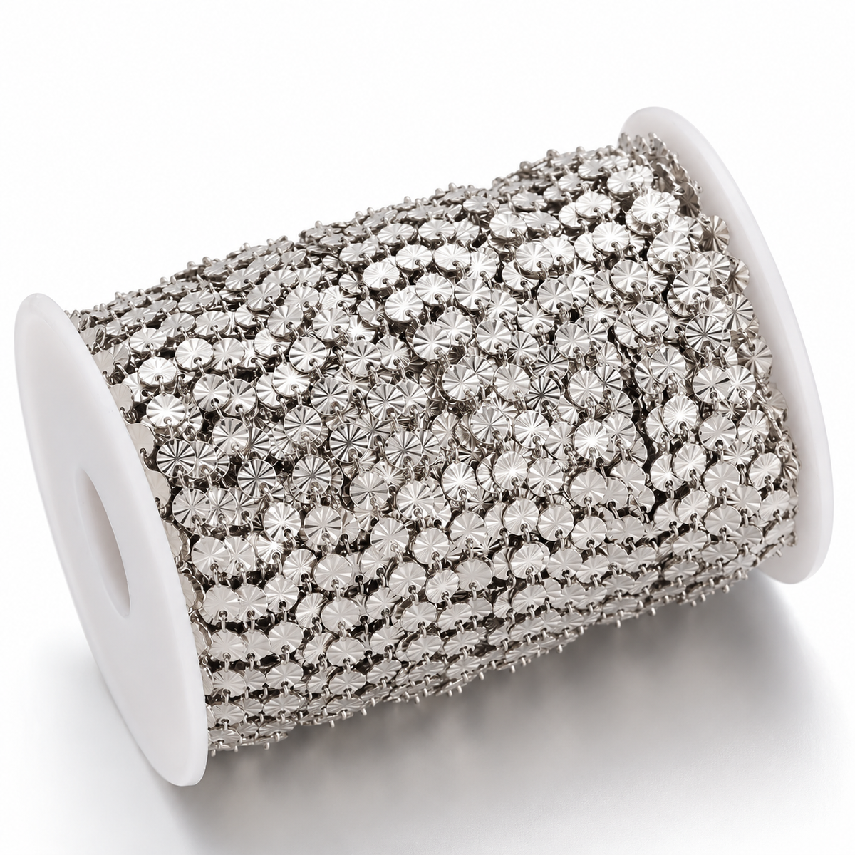 DIYS293 Embossed Round Chain ( 1 feet ) Silver PVD