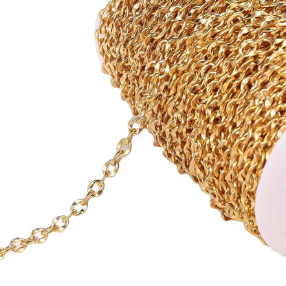 DIYS295 Wide press lip Chain ( 1 feet ) 18K Gold PVD