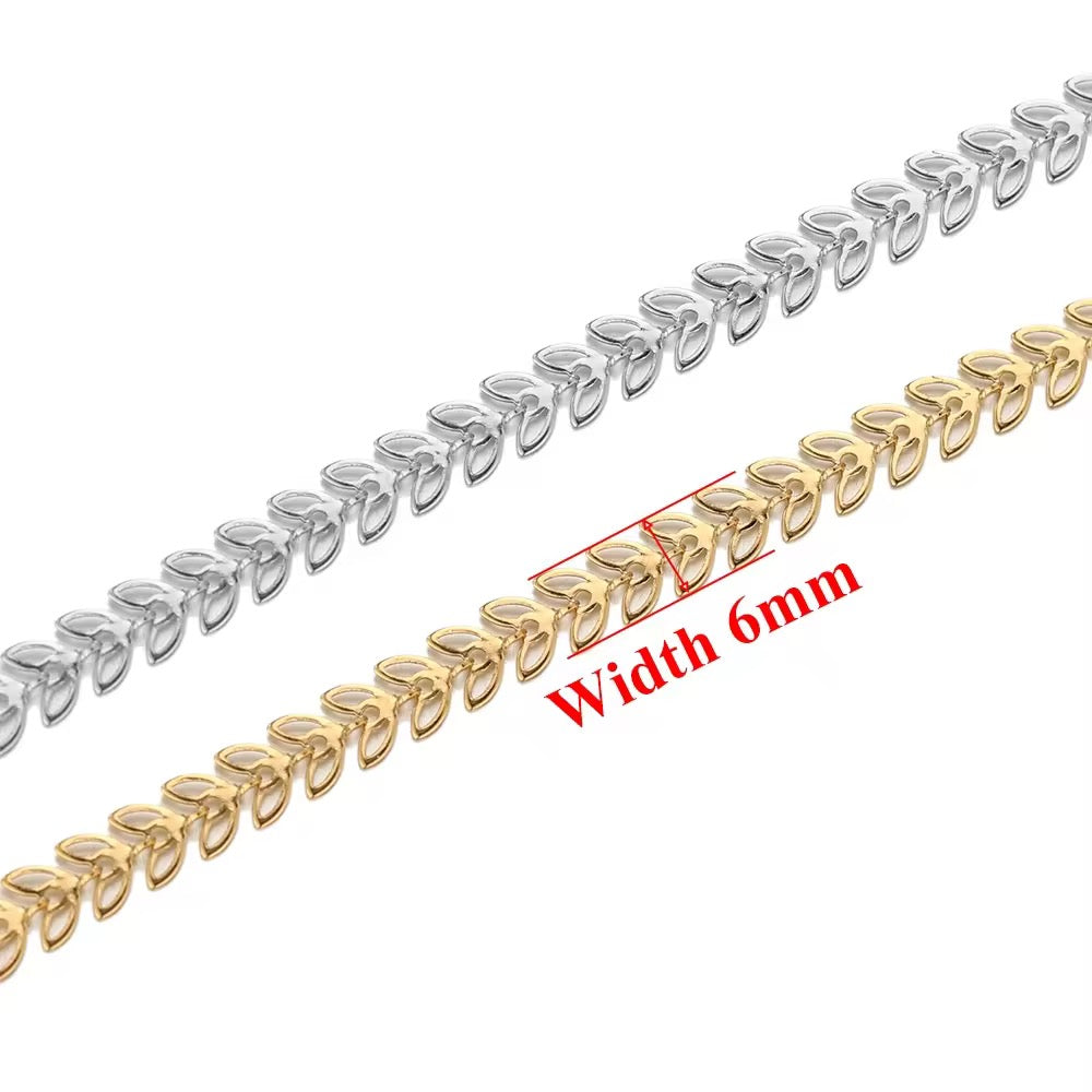 CN 308 Leaf Chain 18k Gold plated chain ( 1 feet ) Anti tarnish