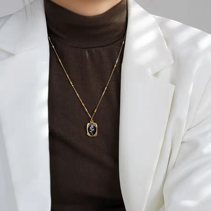 NSJ35F Vintage Rose Necklace - 18k gold pvd plated