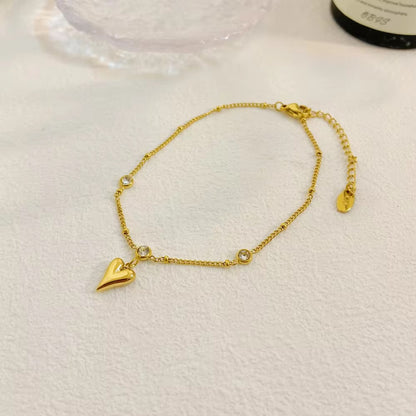 BSJ01A Heart Zircon dainty Bracelet - 18k stainless steel - Anti tarnish